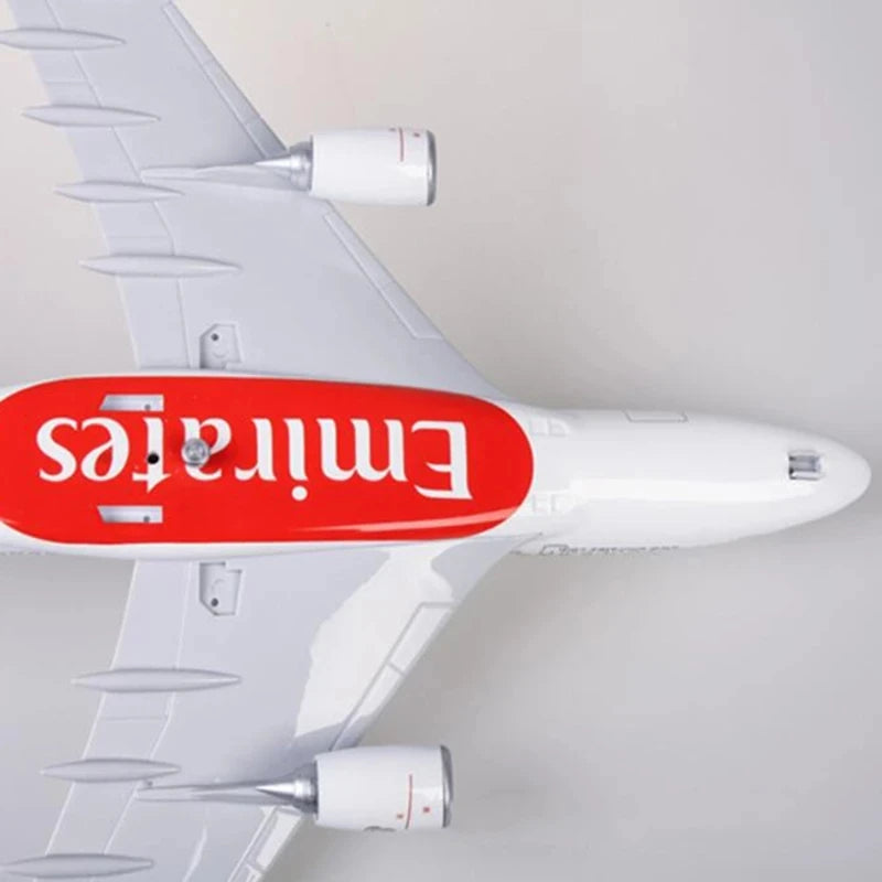 1:160 Scale Emirates A380 Airbus Diecast Model with LED Lights - 45cm