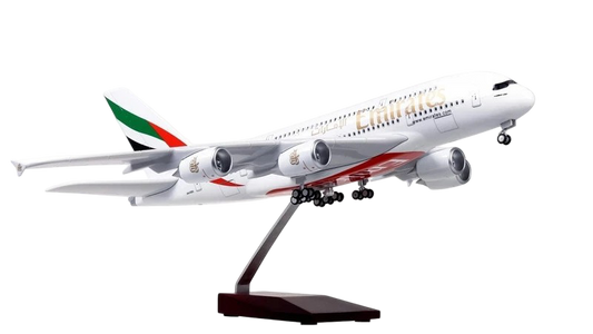 1:160 Scale Emirates A380 Airbus Diecast Model with LED Lights - 45cm