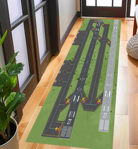 Aviation Runway Rug - Airport Track Design Carpet